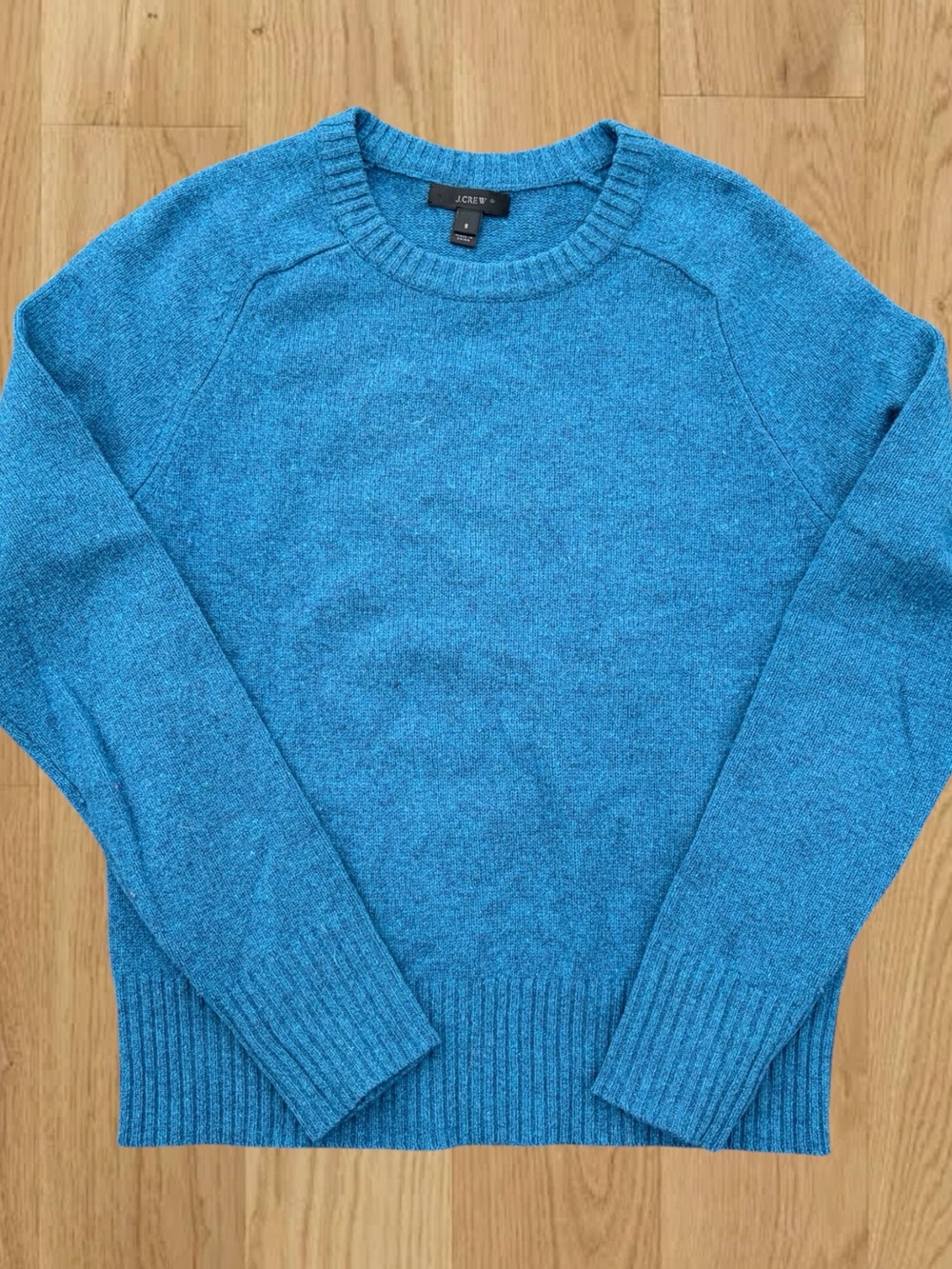 J.Crew 100% Wool Sweater Womens S Teal Blue Crewneck Raglan Pullover